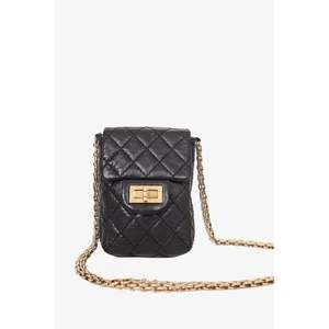 Pre-loved Chanel™ 2006/08 Black Quilted Lambskin 2.55 Reissue Phone Bag